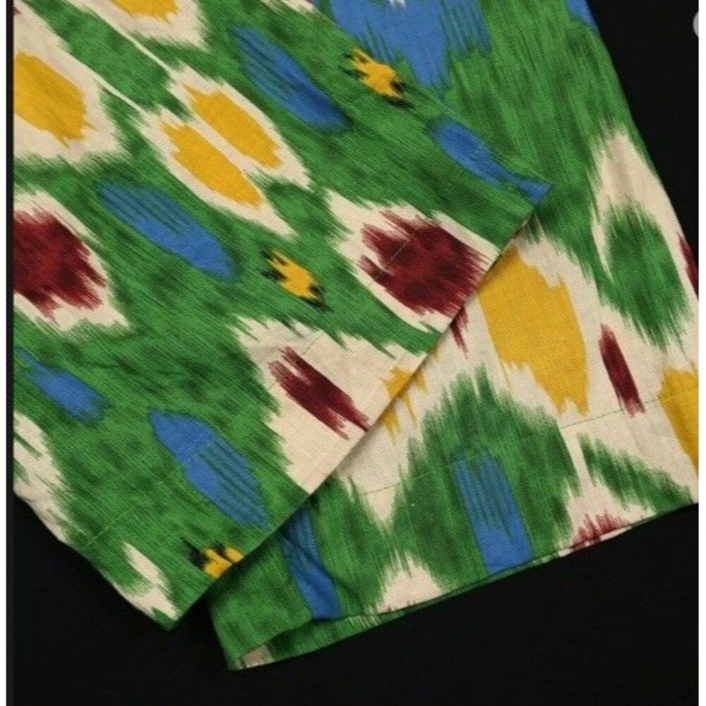 Christian Siriano Linen Pants Womens S Ikat Print Wide Leg Cropped Beach Coastal - Picture 5 of 7